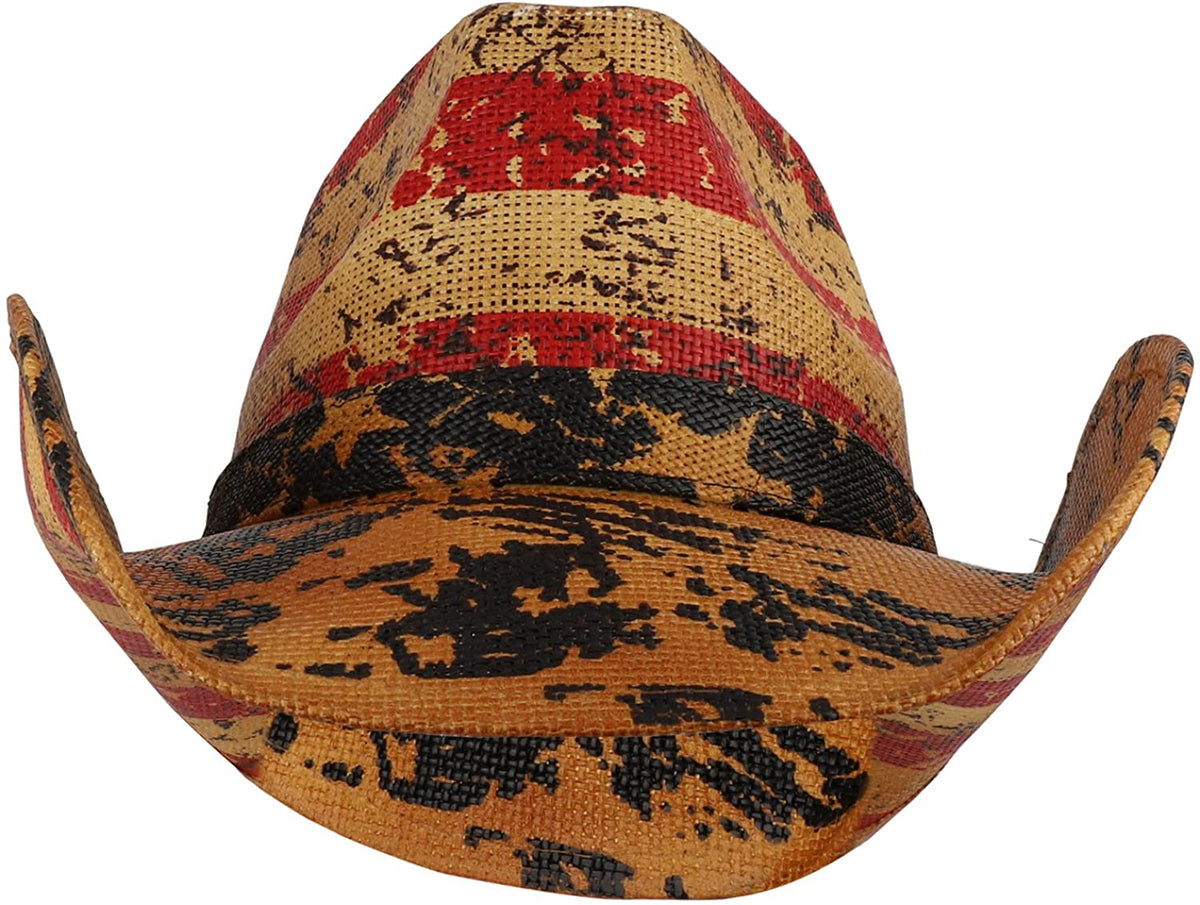 Armycrew Liberty American Flag Western Straw Cowboy Cowgirl Hat