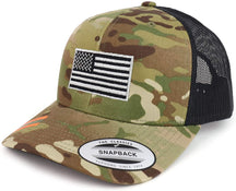 Armycrew Flexfit Oversize XXL Grey American Flag Embroidered Retro Trucker Mesh Cap