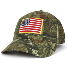 Armycrew USA Flag Patch Embroidered Mossy Oak Break Up Trucker Mesh Cap