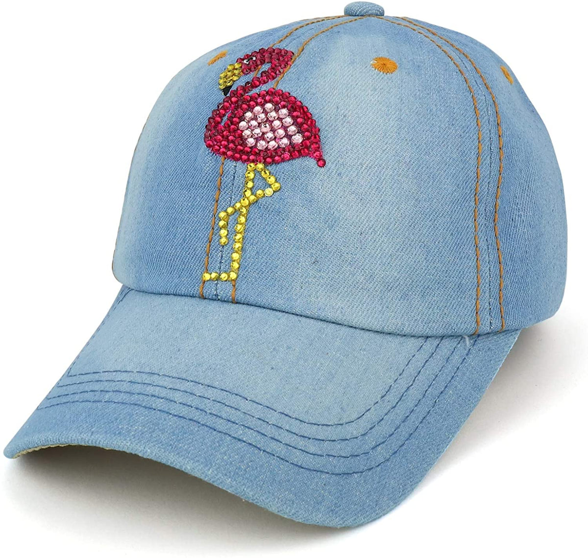 Armycrew Flamingo Jewel Studded Rhinestones Structured Baseball Cap