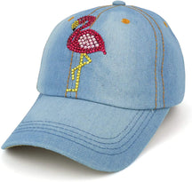 Armycrew Flamingo Jewel Studded Rhinestones Structured Baseball Cap