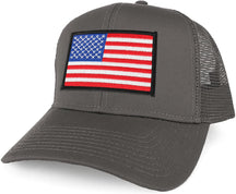 Armycrew XXL Oversize White Black Border USA Flag Patch Mesh Back Trucker Baseball Cap