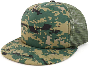 Armycrew Flat Bill Camouflage Patterned Foam Trucker Snapback Cap