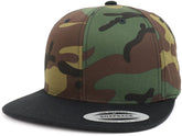 Armycrew Blank Strucutured Two Tone Camo Black Flatbill Snapback Baseball Cap