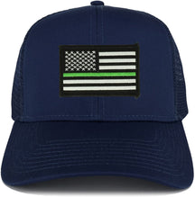 Armycrew Thin Green Line USA Flag Embroidered Patch Snapback Mesh Trucker Cap