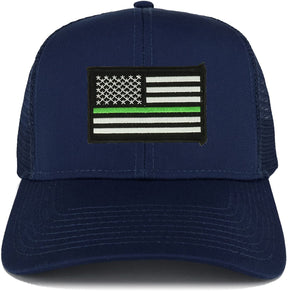 Armycrew Thin Green Line USA Flag Embroidered Patch Snapback Mesh Trucker Cap