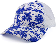 Armycrew Tropical Palmtrees Printed Mesh Back Trucker Baseball Cap