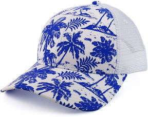 Armycrew Tropical Palmtrees Printed Mesh Back Trucker Baseball Cap