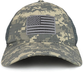 Armycrew USA Flag Patch Embroidered Ripstop Trucker Mesh Back Cap