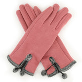 Armycrew Smartphone Touchscreen Ladies Fur Trim Pom Decoration Texting Glove