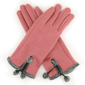Armycrew Smartphone Touchscreen Ladies Fur Trim Pom Decoration Texting Glove