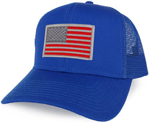 Armycrew XXL Oversize Red Grey USA Flag Patch Mesh Back Trucker Baseball Cap