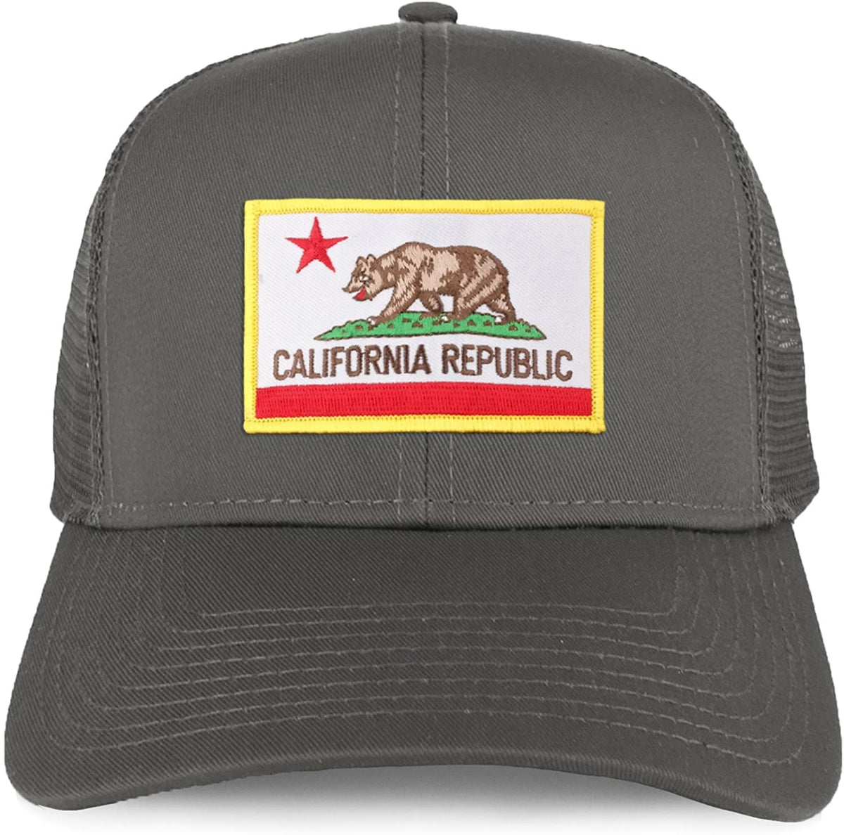 Armycrew XXL Oversize California Flag Iron On Patch Mesh Back Trucker Baseball Cap