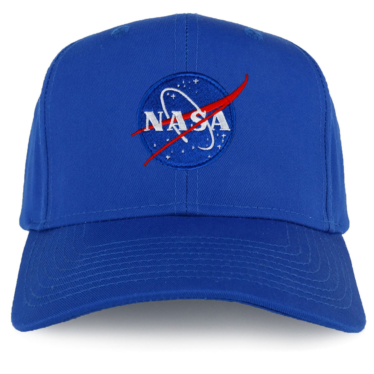 Armycrew XXL Oversize Small NASA Insignia Logo Iron On Patch Solid Baseball Cap - Black