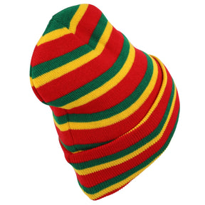 Armycrew Rasta Red Green Yellow Multi Colored Cuff Long Beanie Hat