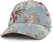 Armycrew Tropical Floral Print Unstructured Denim Baseball Cap