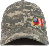 Armycrew Small Yellow Side American Flag Patch Camo Soft Crown Baseball Cap - ACU