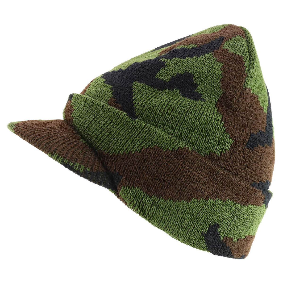 Armycrew Camouflage Knit Beanie Hat with Visor - WDL