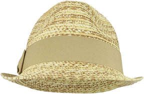 Armycrew Lightweight Straw Fedora Hat with Pleated Bow Band