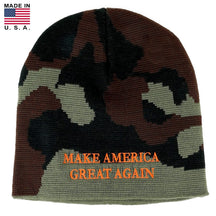 Make America Great Again, Made in USA Donald Trump Short Knit Camo Beanie Hat