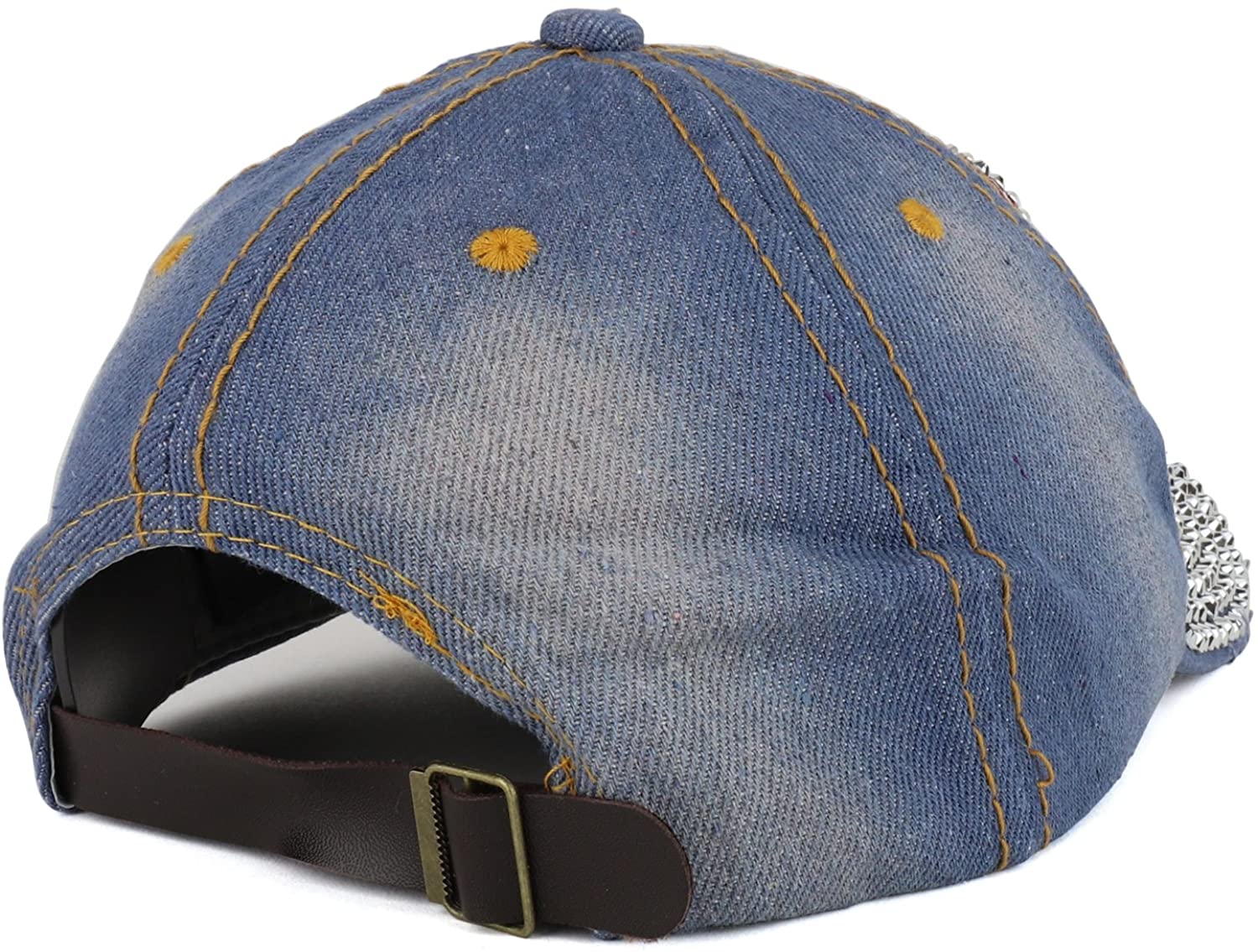 Armycrew Bling Studded US American Flag Embroidered Denim Cap with Stones