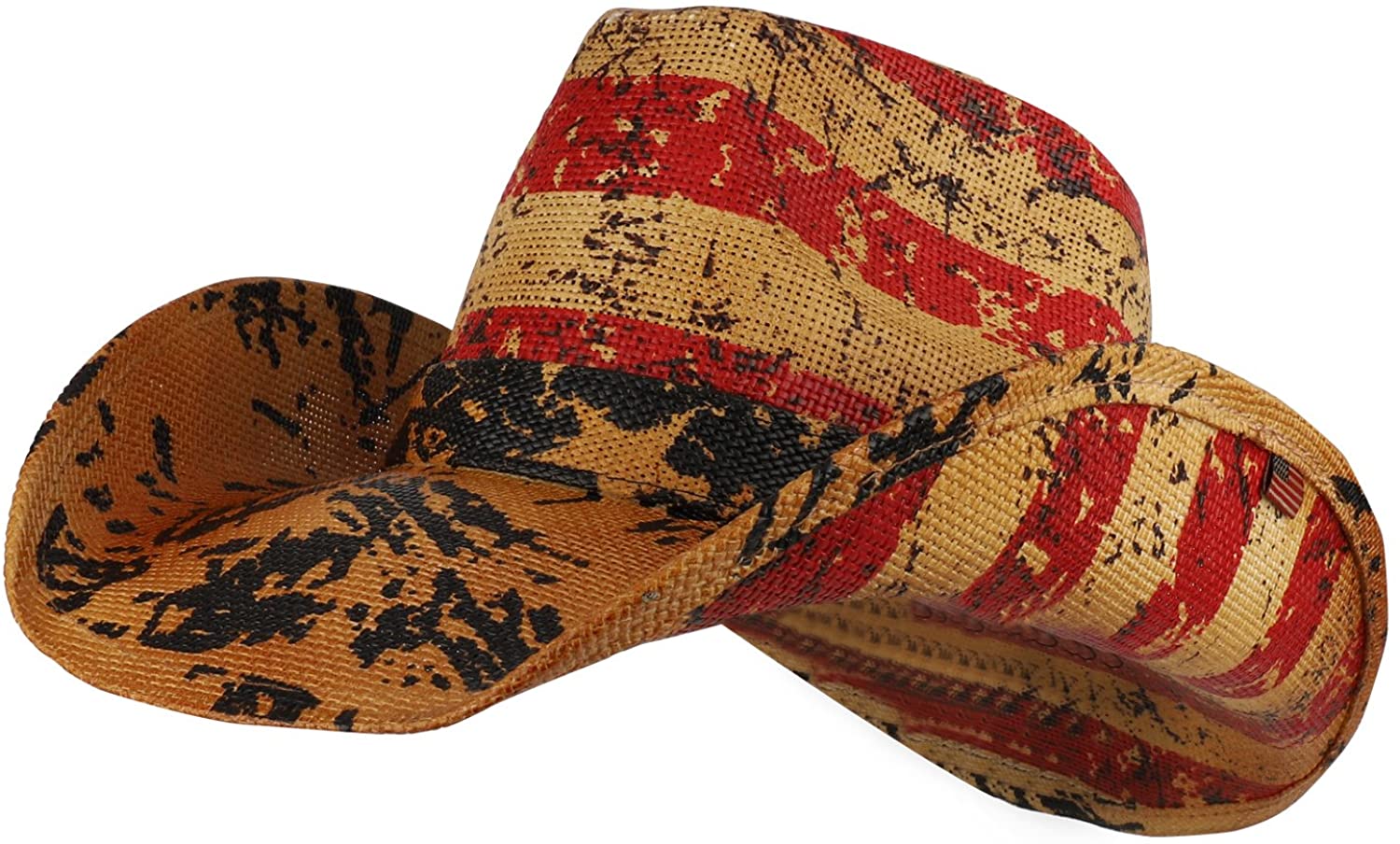Armycrew Liberty American Flag Western Straw Cowboy Cowgirl Hat