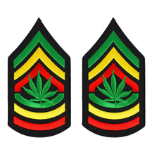 Armycrew Sergeant Military RGY Rasta and Embroidered Iron on Patch 2 Pack - Leaf