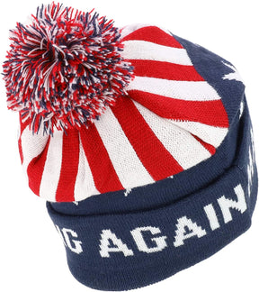 Armycrew Make America Strong Again Winter Knit Cuff Long Pom Beanie