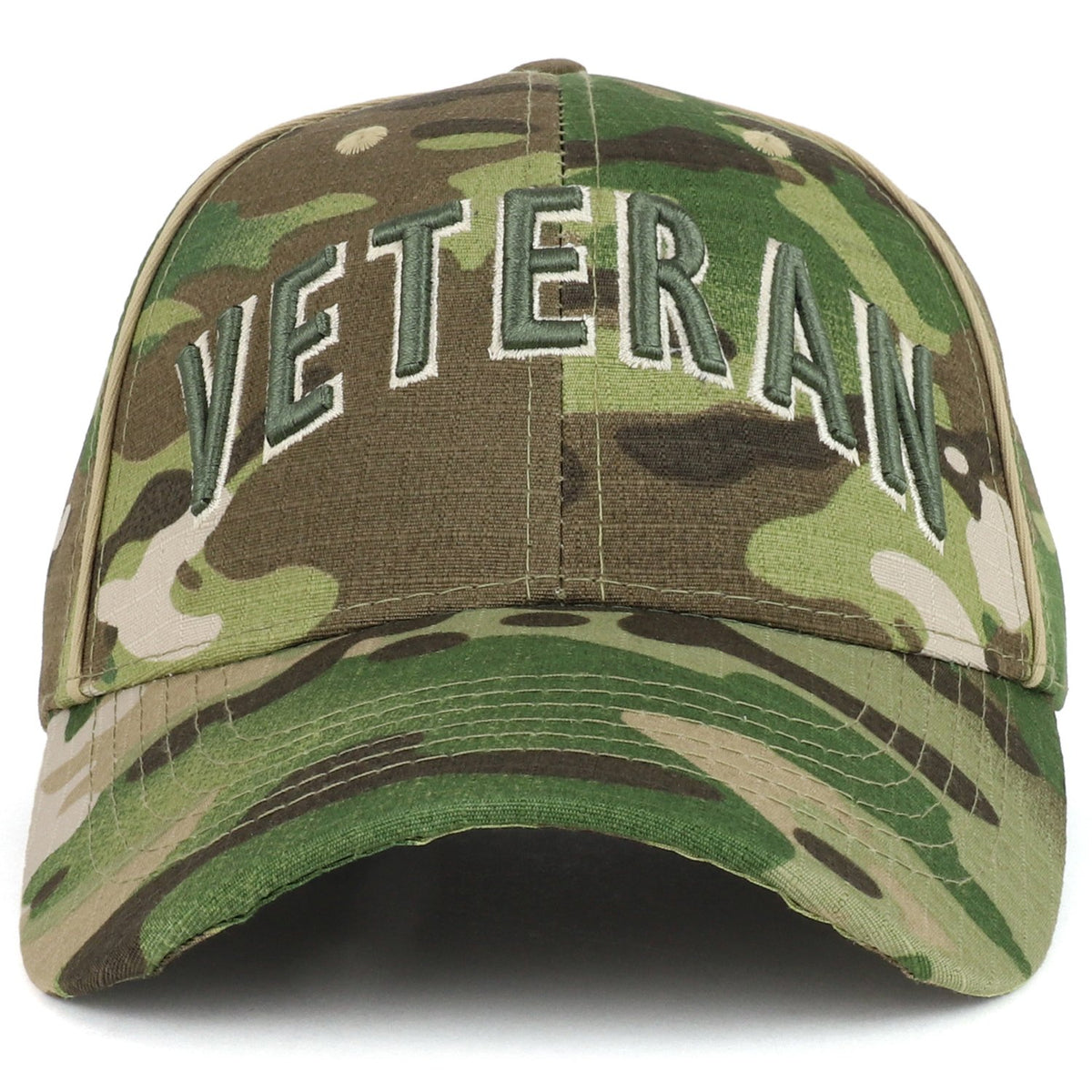 Armycrew Veteran Font 3D Embroidered Camouflage Print Structured Baseball Cap