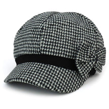 Armycrew Women's Houndstooth Pattern Newsboy Cap with Side Bow
