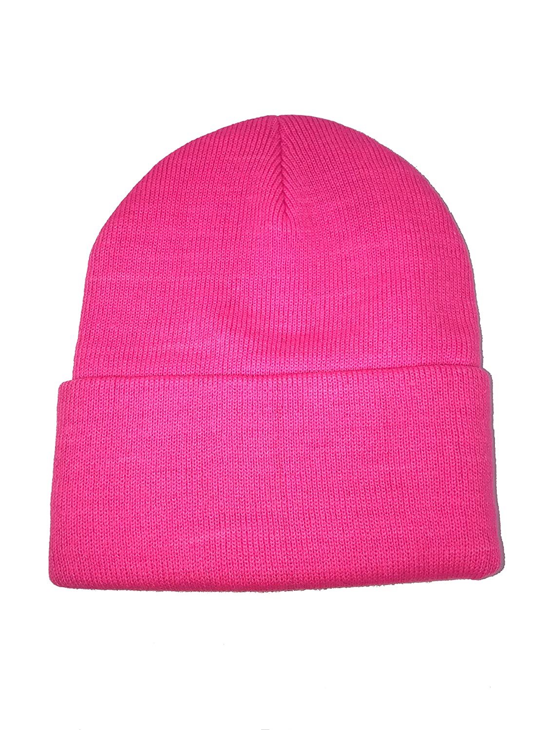 DECKY High Visibility Neon Colored Cuffed Long Beanie Winter Hat